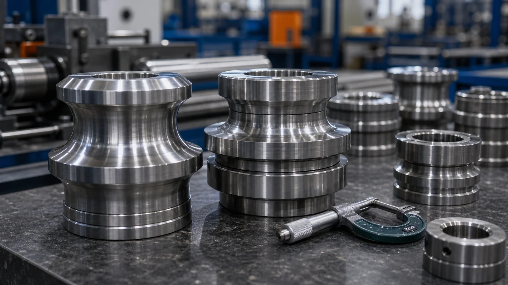 Machined tube mill roll tooling close-up