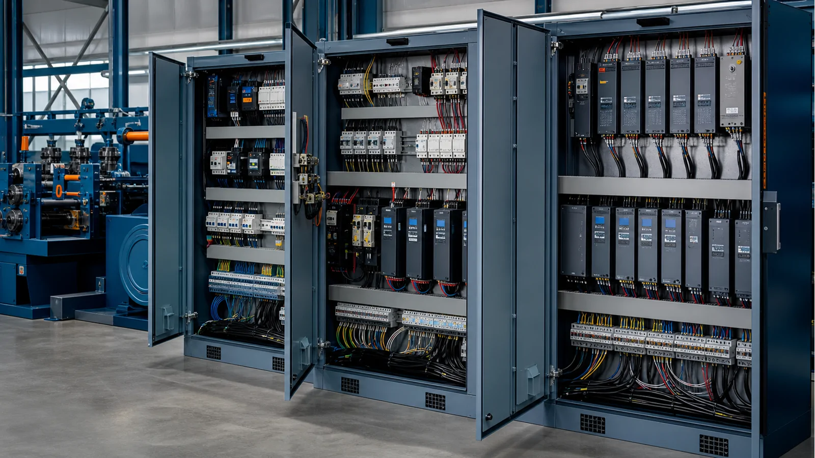 Electrical control cabinet for tube mill machinery