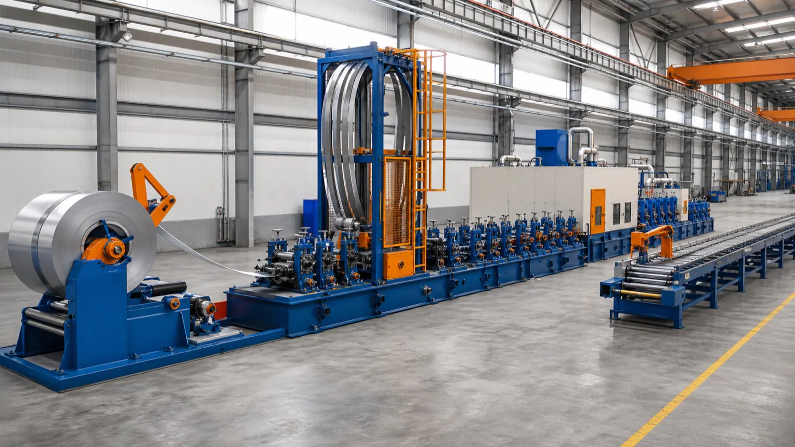 FX45 ERW tube mill line for general structural, fence, guardrail and furniture tube production