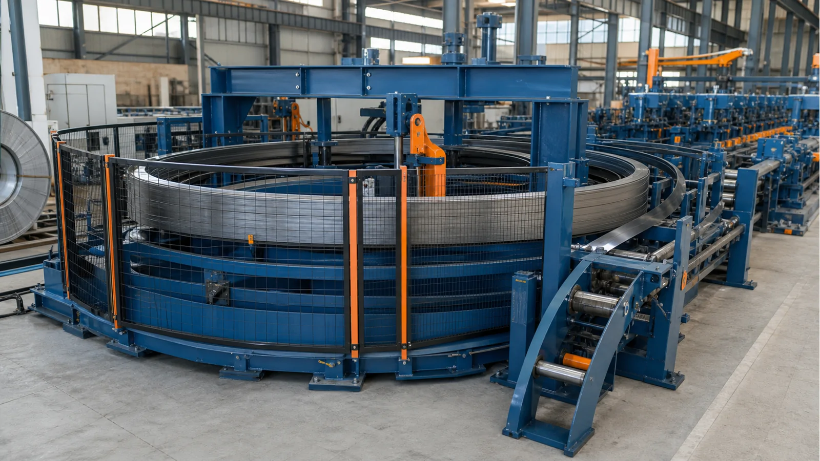 Horizontal strip accumulator for continuous tube mill production