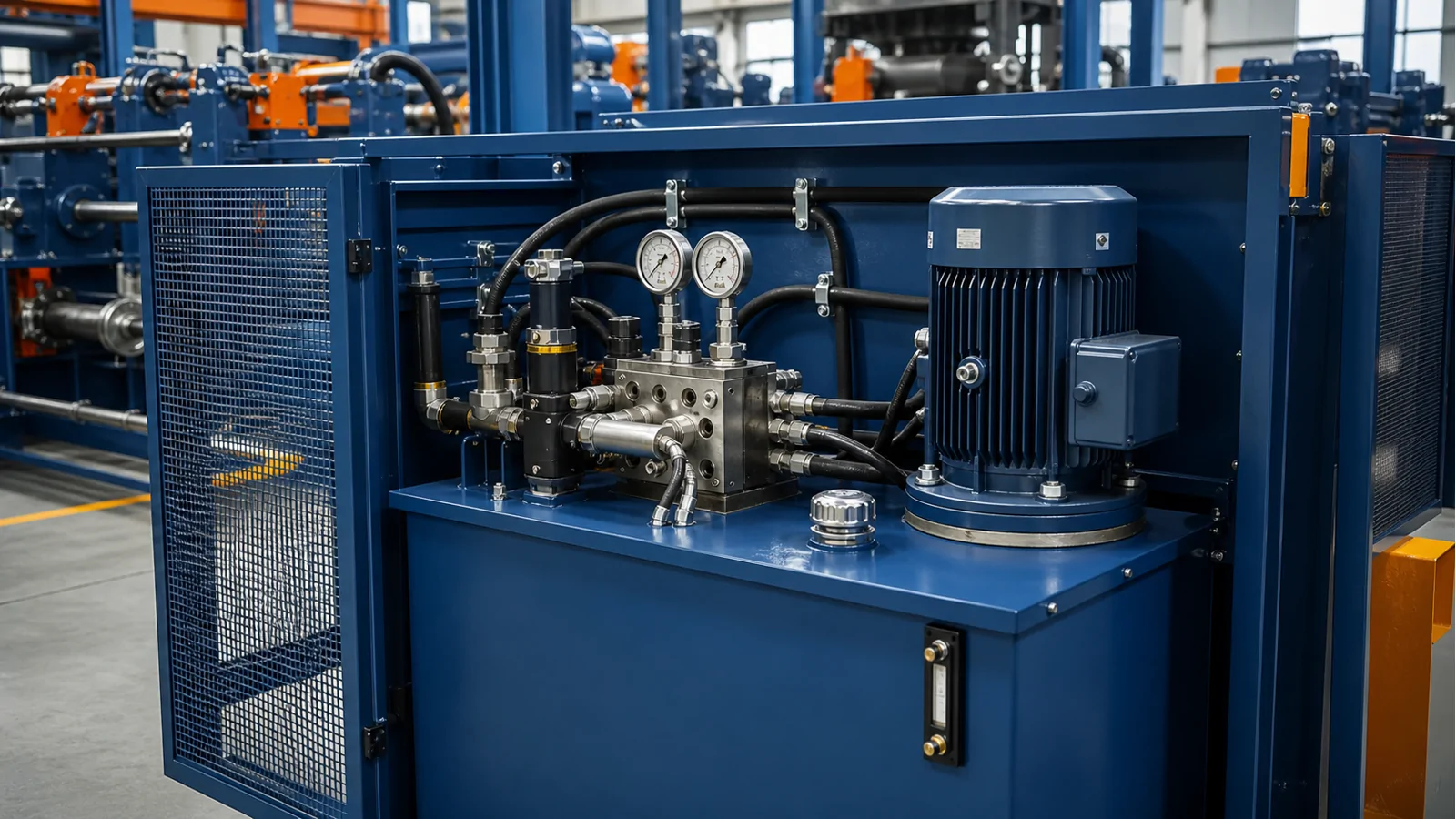 Hydraulic power unit for tube mill auxiliary equipment