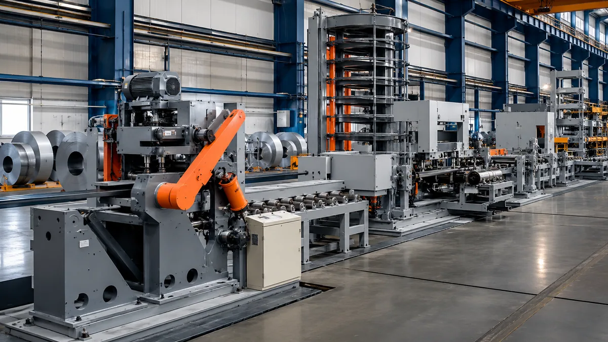 Tube mill auxiliary equipment for line support