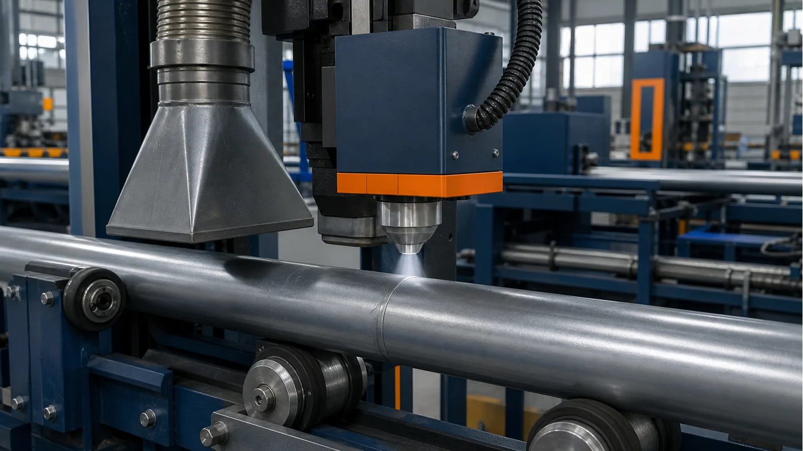 Zinc spraying equipment for welded tube seam treatment