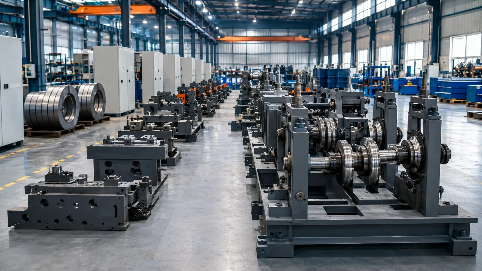 Tube mill machinery assembly arranged for project configuration planning